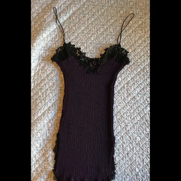 JONQUIL BY DIANE SAMANDI Gorgeous Grape Purple Black Pleated NWOT Lacy N… - Picture 10 of 13